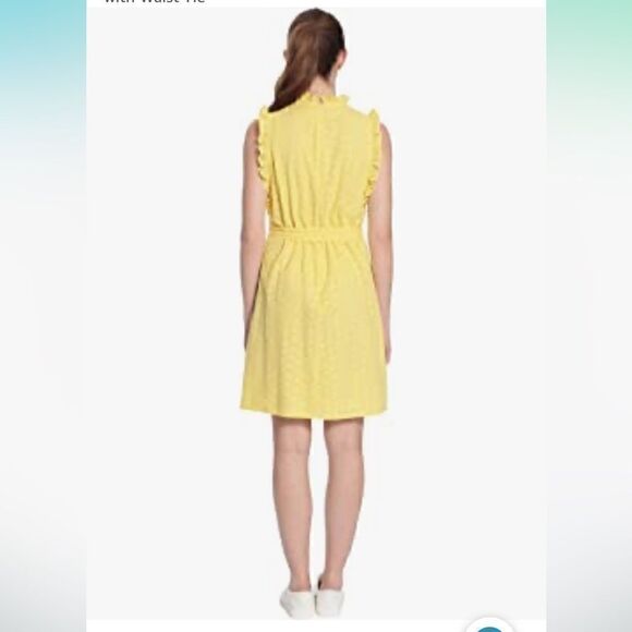 London Times Women's Ruffle Neck and Armhole Dress with Waist Tie Size 8 - Picture 2 of 12